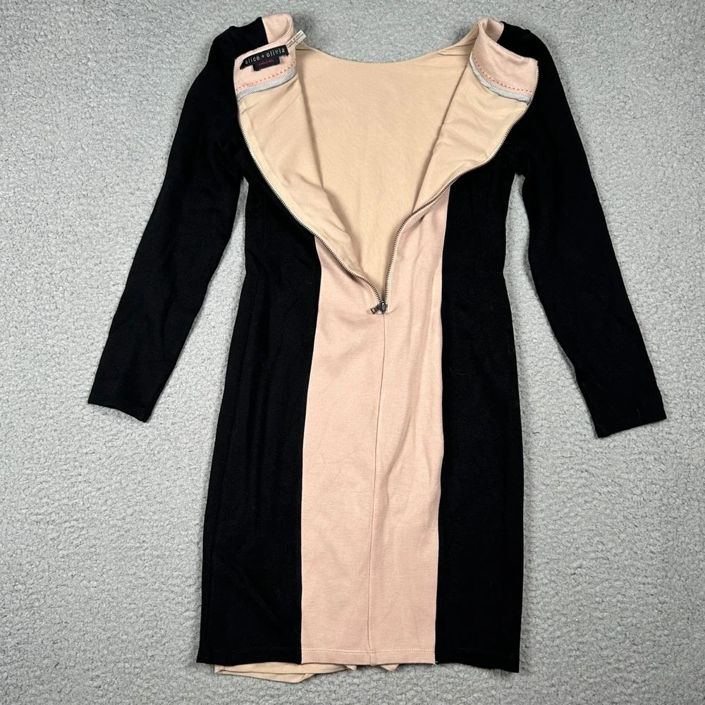 Alice + Olivia Amena Employed Colorblock Sheath Dress Size 2 Nude Career Office - Picture 7 of 16
